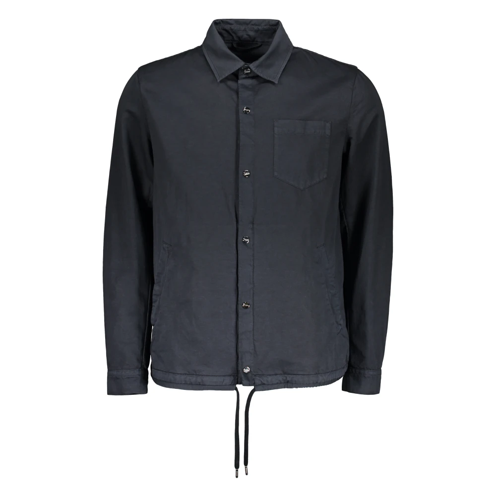 Herno Blazer van katoen en linnen met trekkoordzoom Blue Heren