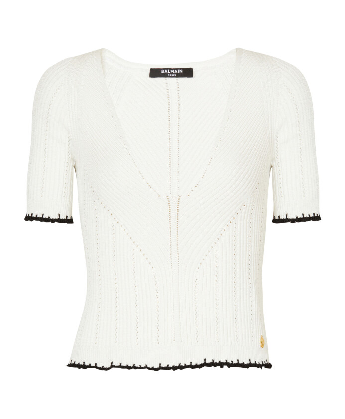 top-en-maille-col-v