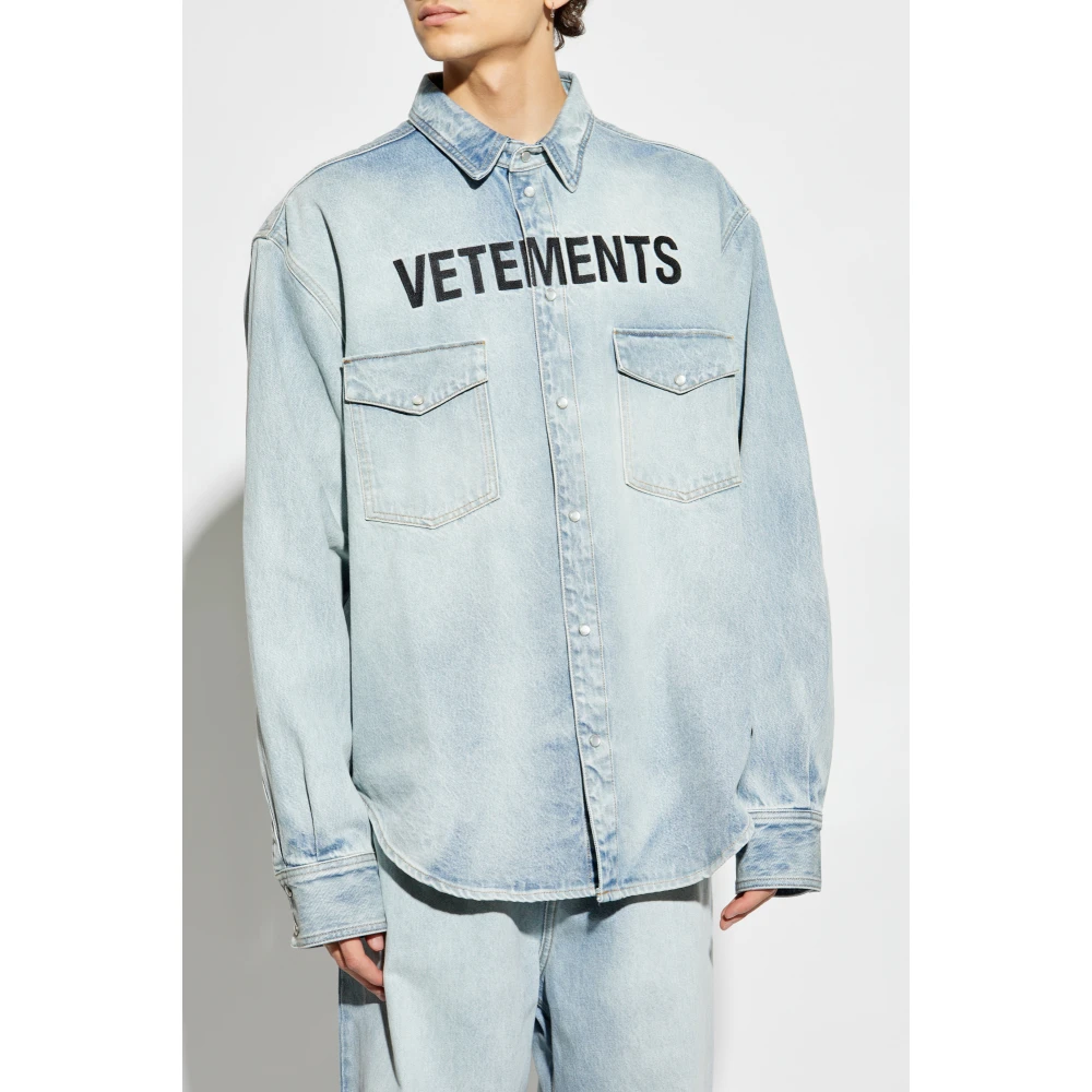 Vetements Logo shirt Blue Heren
