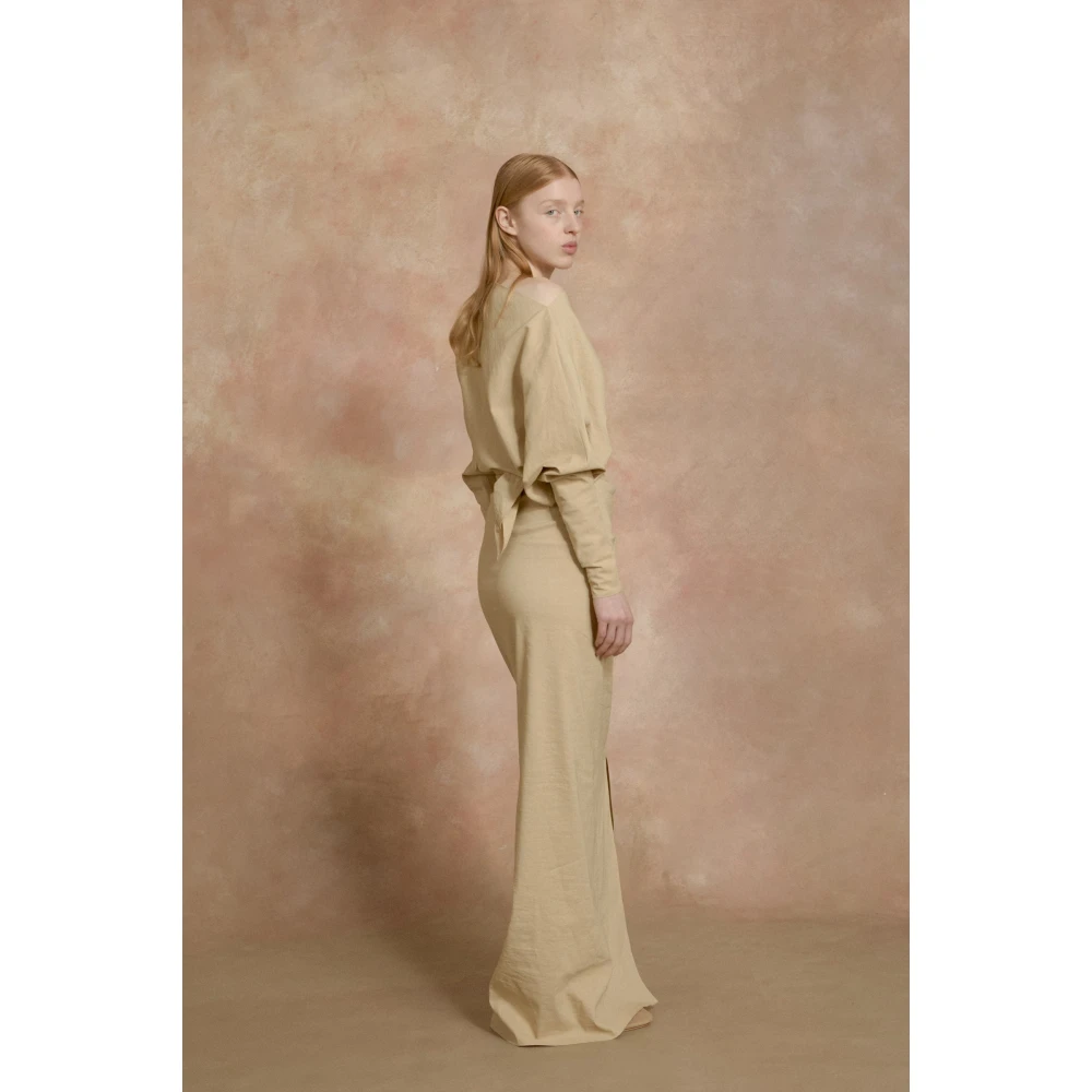Cortana Mite lang beige jurk Beige Dames
