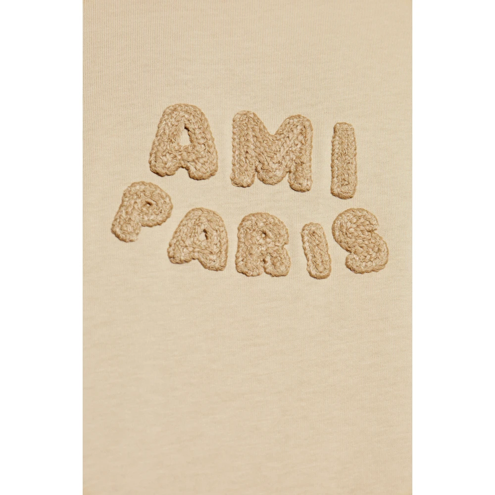Ami Paris T-shirt met logo Beige Heren