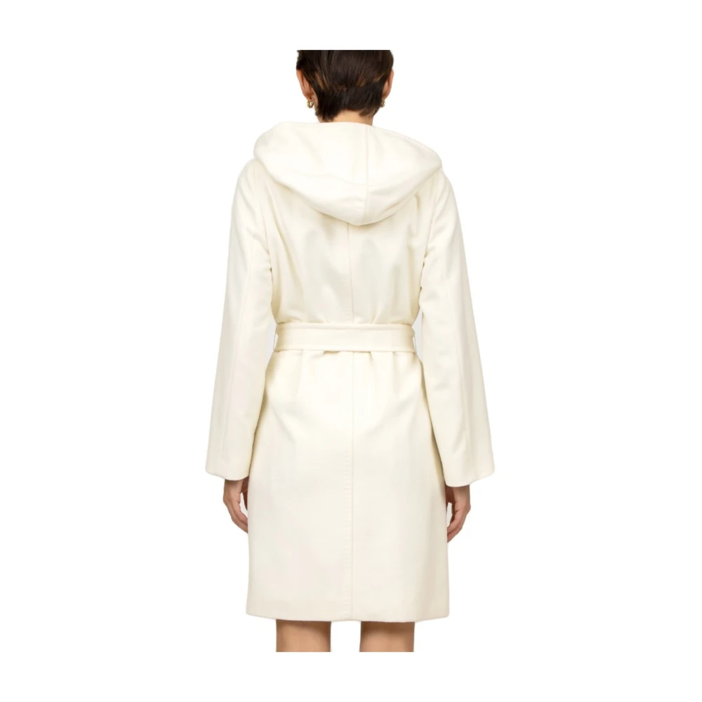 Max Mara Studio Witte Wol Korte Hoodie Jas White Dames