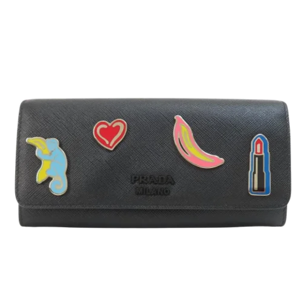 Prada Vintage Pre-owned Leather wallets Black Dames