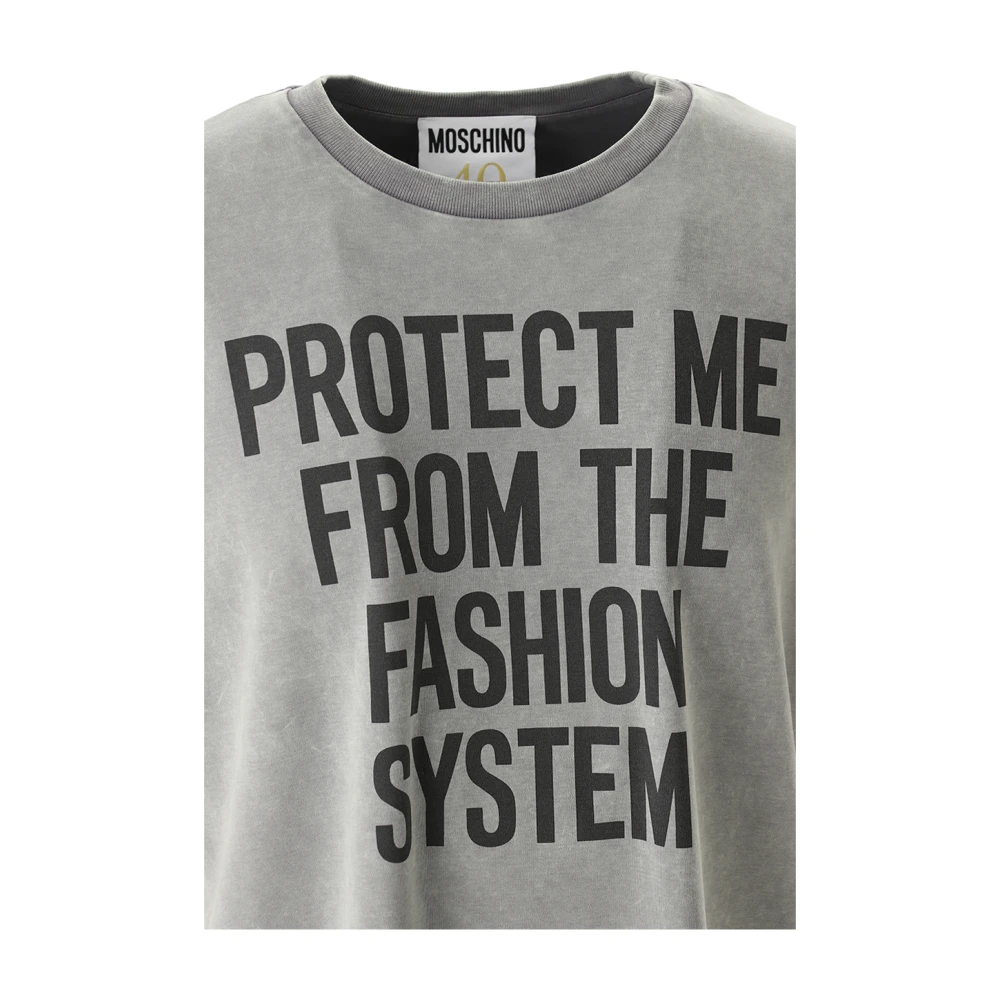 Moschino Mode Systeem Print Protect Me T-Shirt Gray Heren