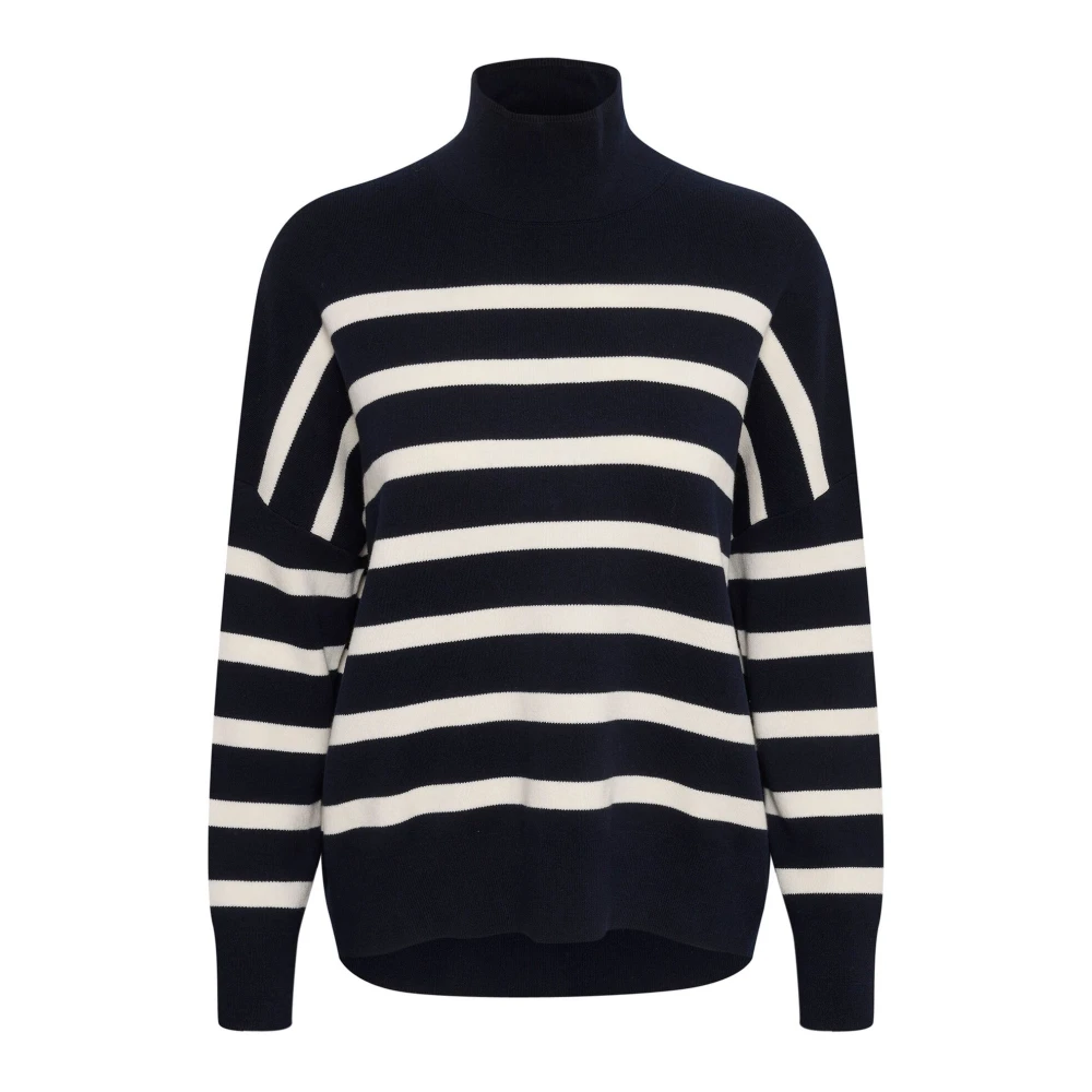 Inwear Multicolor Striped Turtleneck Pullover Blue/White - Female - Turtlenecks - Xs - Knitwear