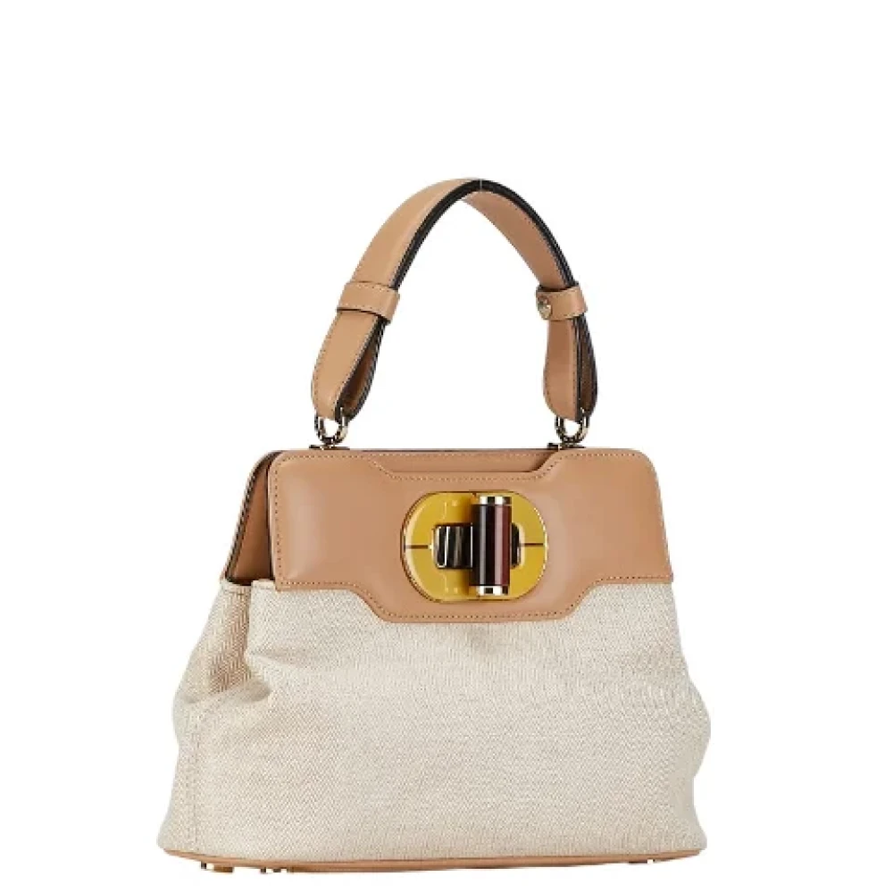 Bvlgari Vintage Pre-owned Canvas handbags Beige Dames