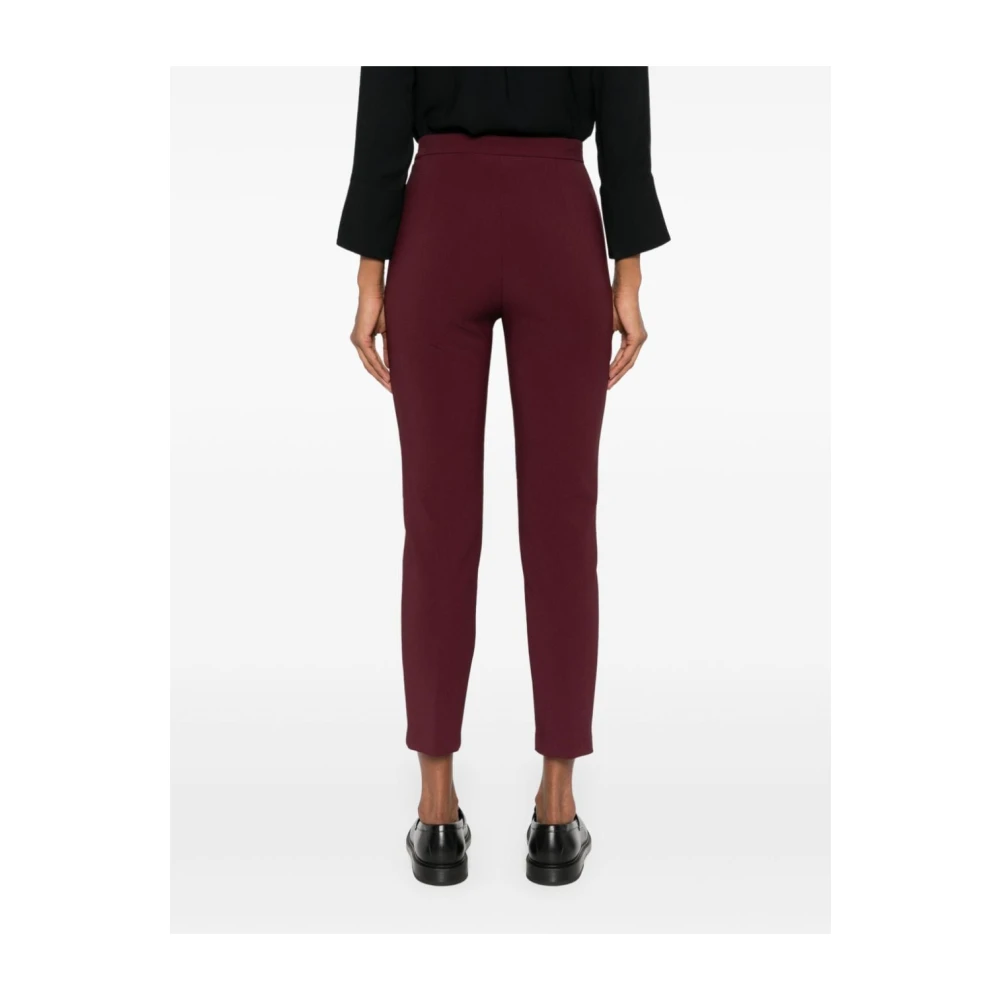 Elisabetta Franchi Bordeaux Crepe Broek Aw24 Brown Dames