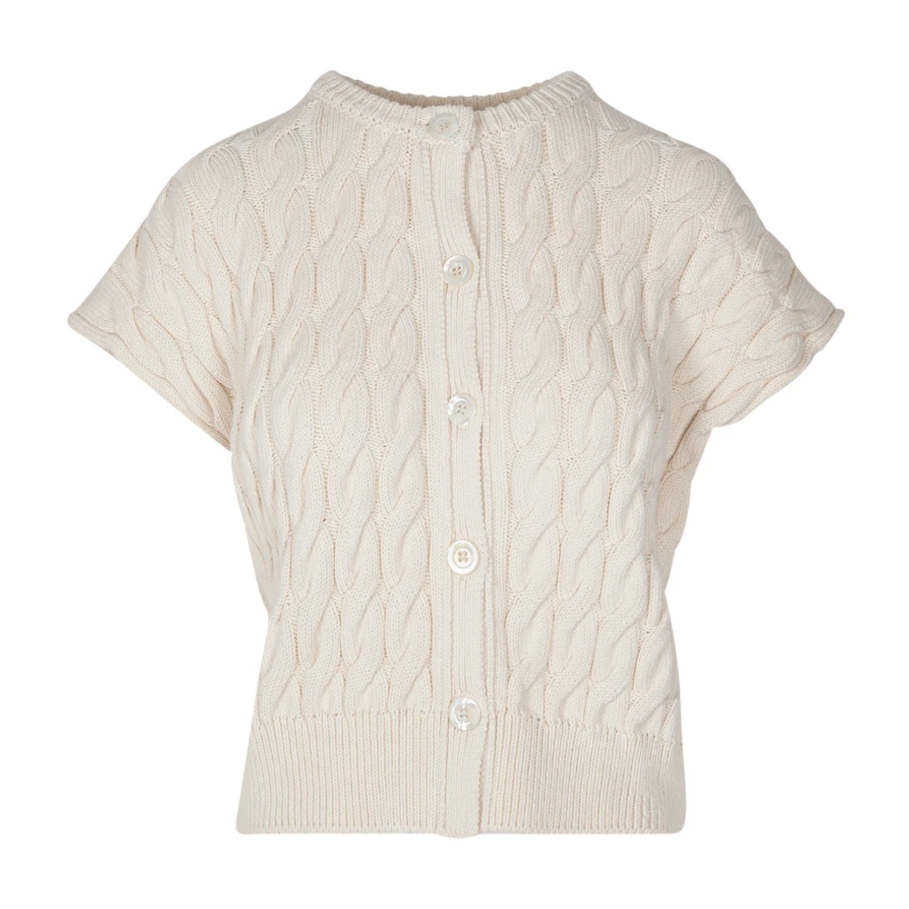 Semicouture Gevlochten Katoenen Vest Beige Dames