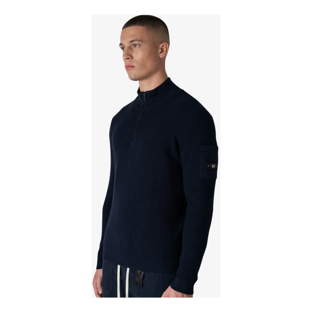 Quotrell Gebreide Halfzip Trui voor Heren in Donkerblauw Blue Heren
