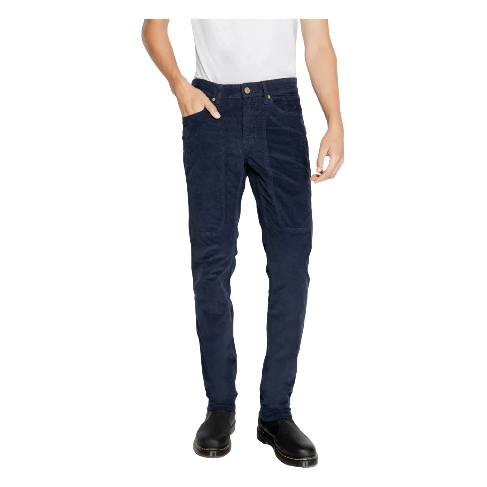 Jeckerson Blauwe Katoen-Lycra Ritsbroek Blue Heren