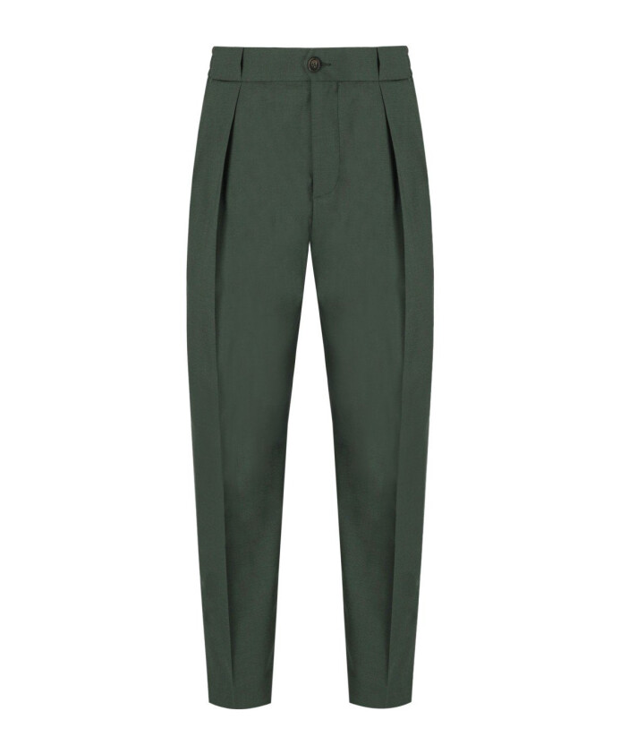 pantalon-en-laine-vert-fonce-coupe-large