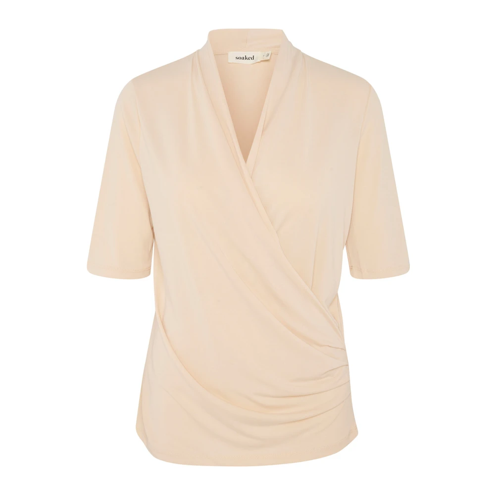 Soaked in Luxury Draperad Wrap Blus Sandshell Beige, Dam