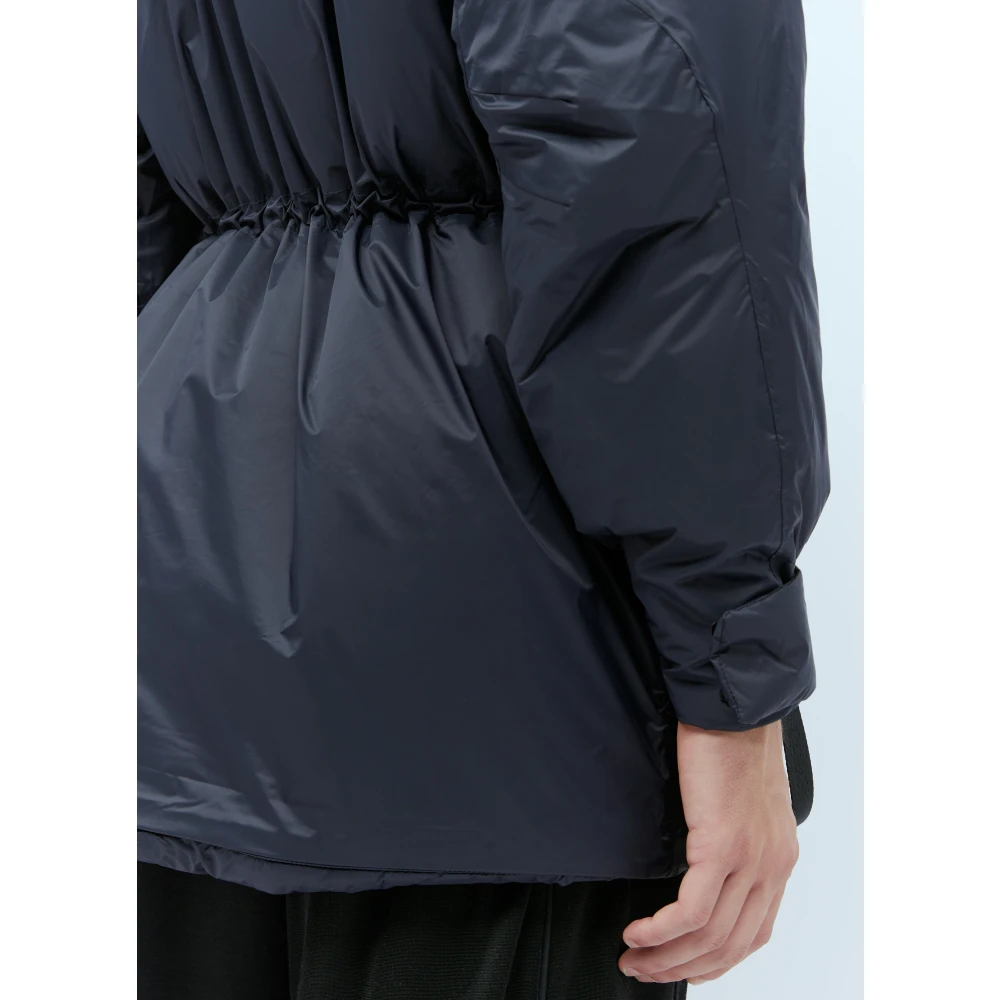 Rains Hooded Padded Parka with Logo Patch Blue Heren