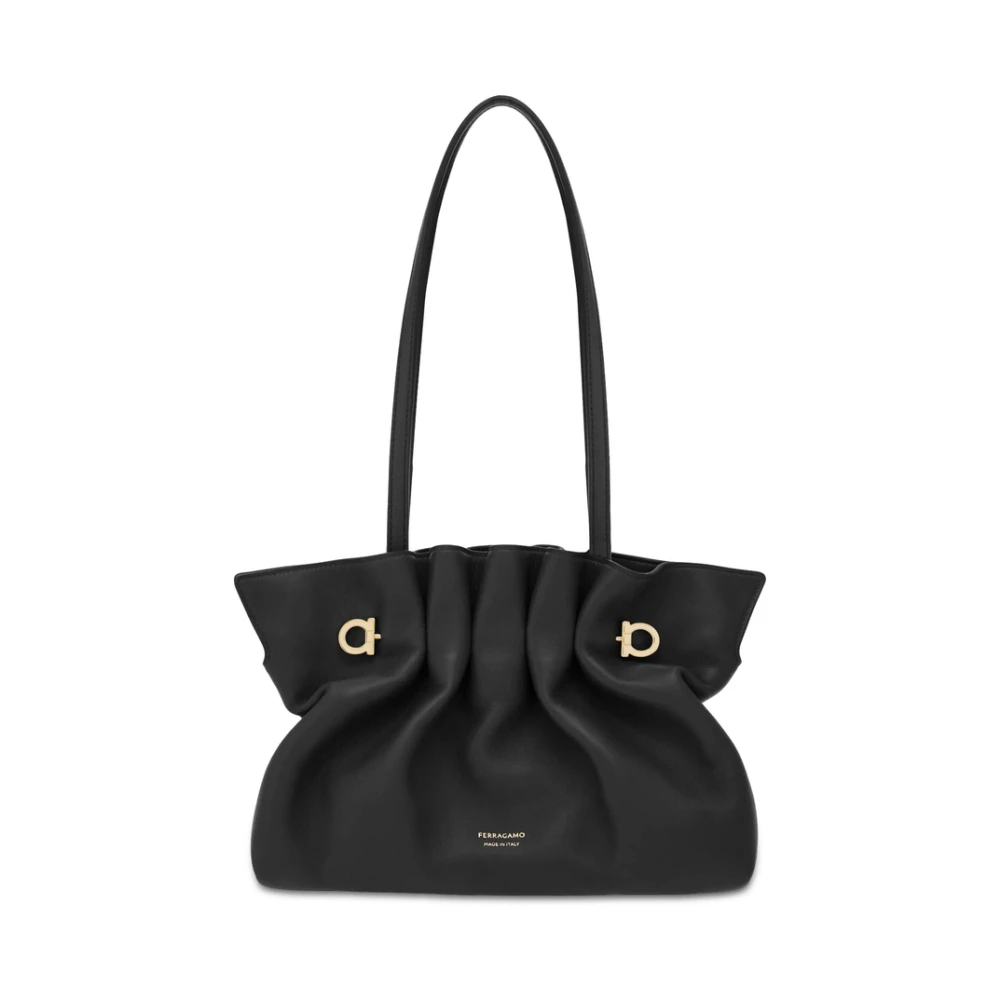 Ferragamo Women's Black Tote Bag With Logo Stamp - Shoulder Bags - One Size - Bags