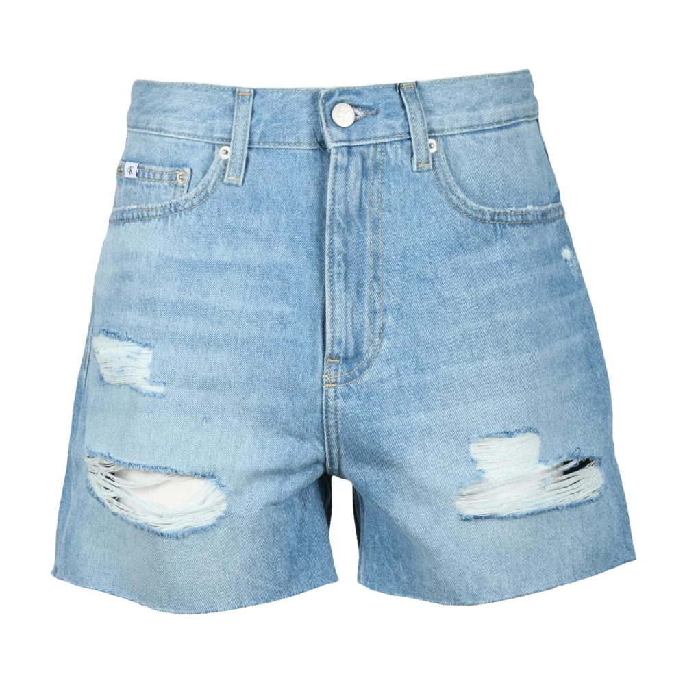 Calvin Klein Jeans Katoenen Denim Shorts Blue Dames