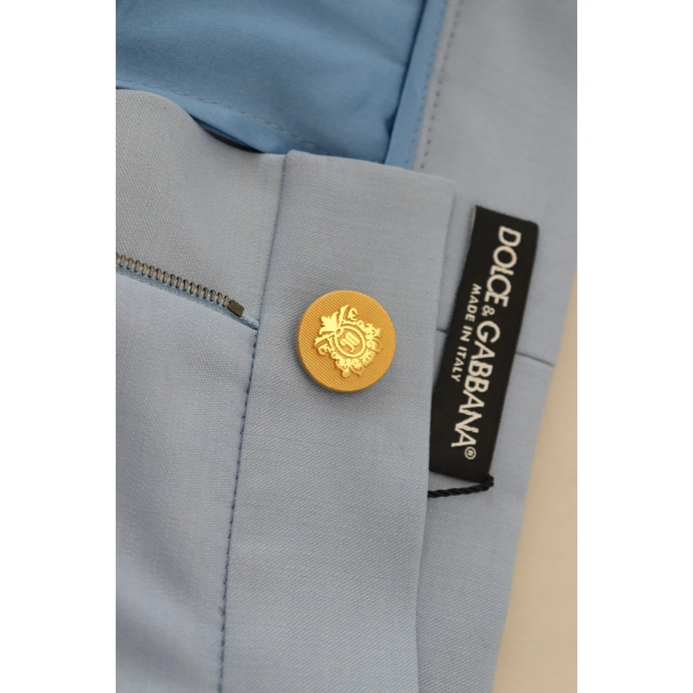 Dolce & Gabbana Elegante lichtblauwe broek van wol-zijde mix Blue Dames