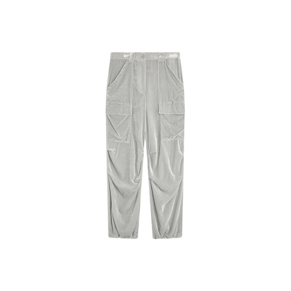 Semicouture Fluwelen broek met verstelbare enkels Gray Dames