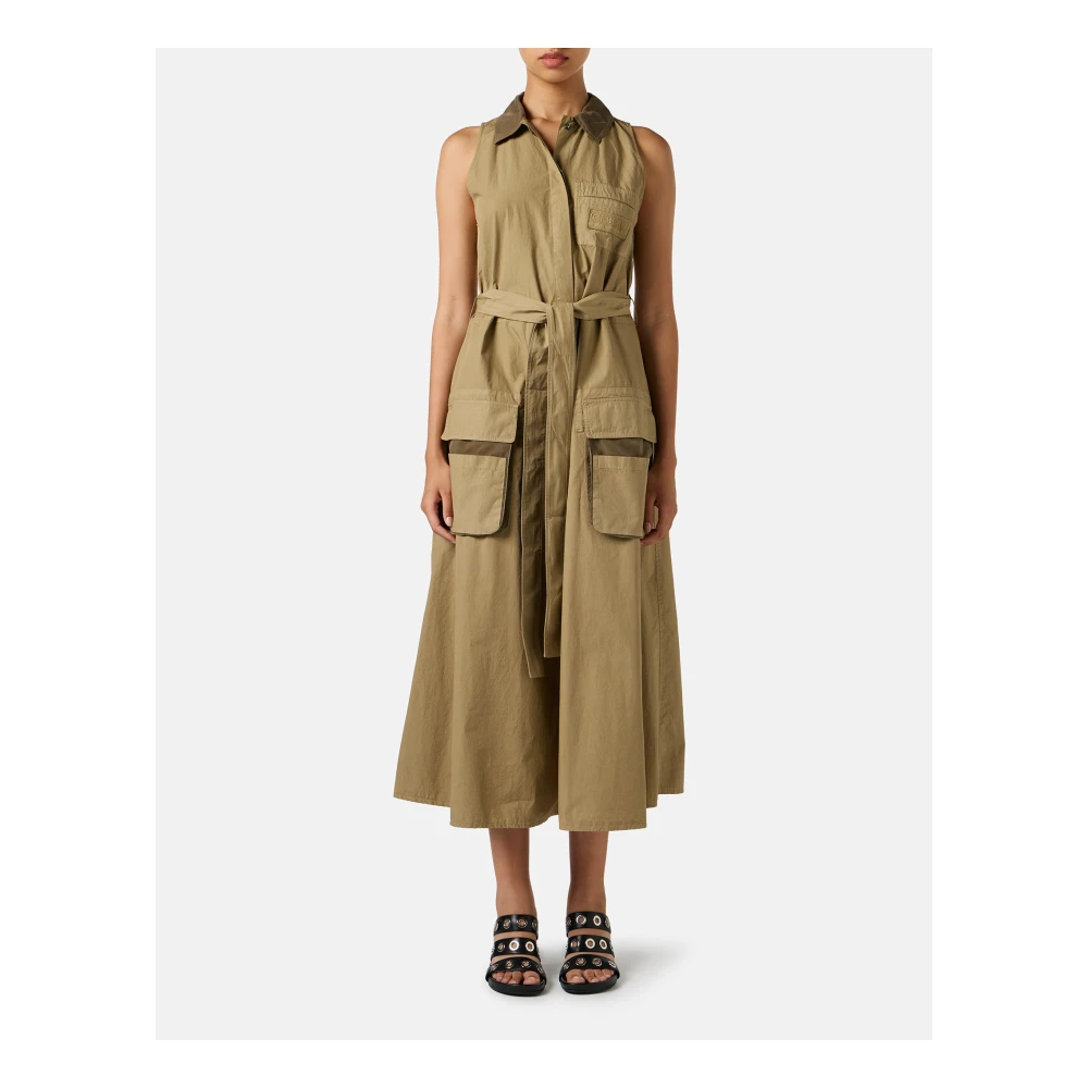 Iceberg Modderkleurige losvallende jurk met afneembare canvas riem Beige Dames