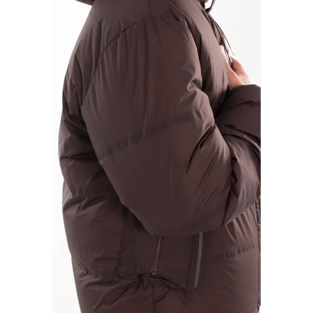 C.P. Company Gewatteerde jas met capuchon in Pertex-stijl Brown Heren