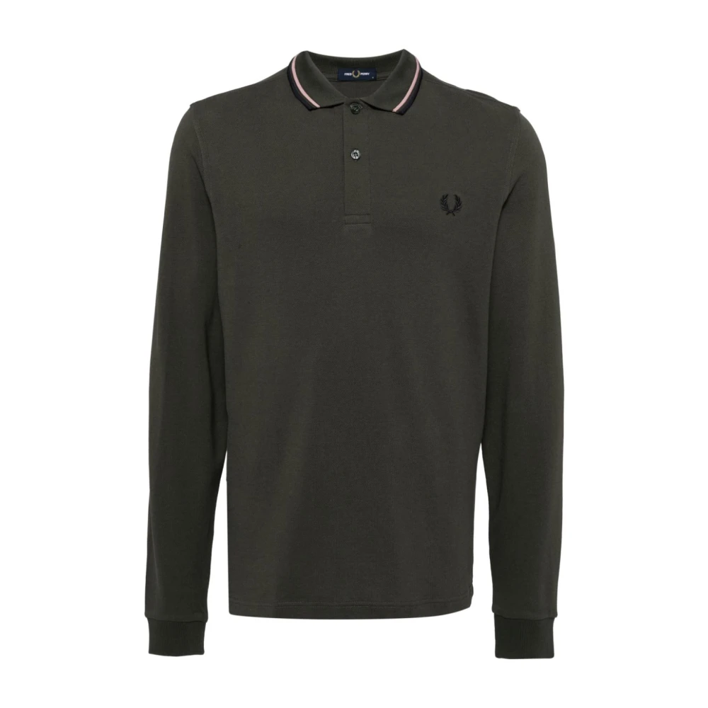 Fred Perry Broderad Logotyp Klassisk Krage T-shirts Green, Herr