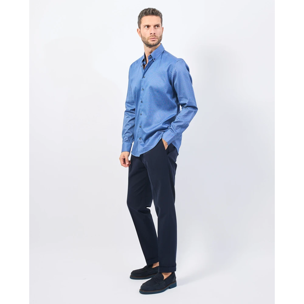 Bugatti Blauw Katoenen Overhemd met Klassieke Kraag Blue Heren