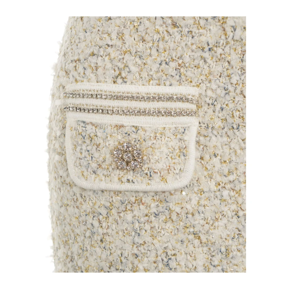 Blugirl Beige Glitter Mini Rok Franje Beige Dames