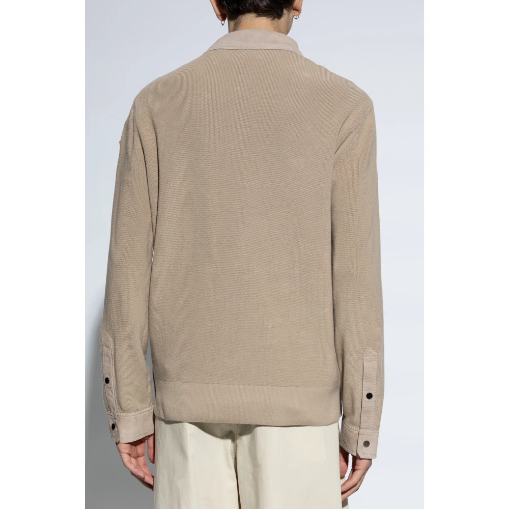 Moncler Cardigan met suède voorkant Beige Heren