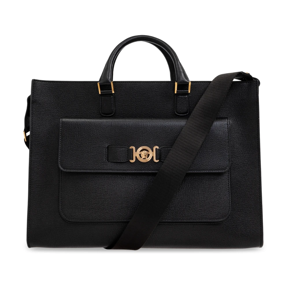 Versace Leren aktetas 'Medusa Biggie' Black Heren