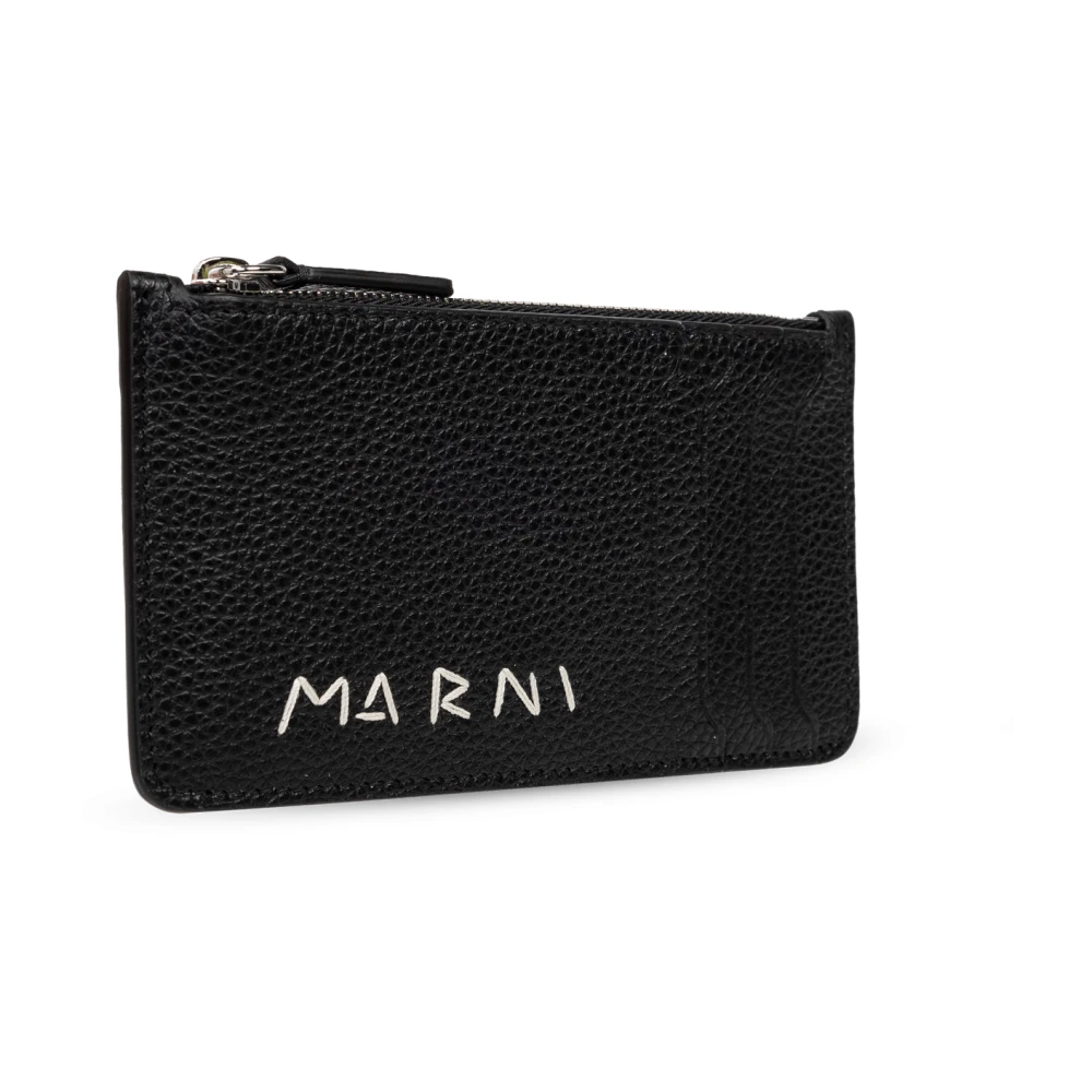Marni Leren kaarthouder Black Heren