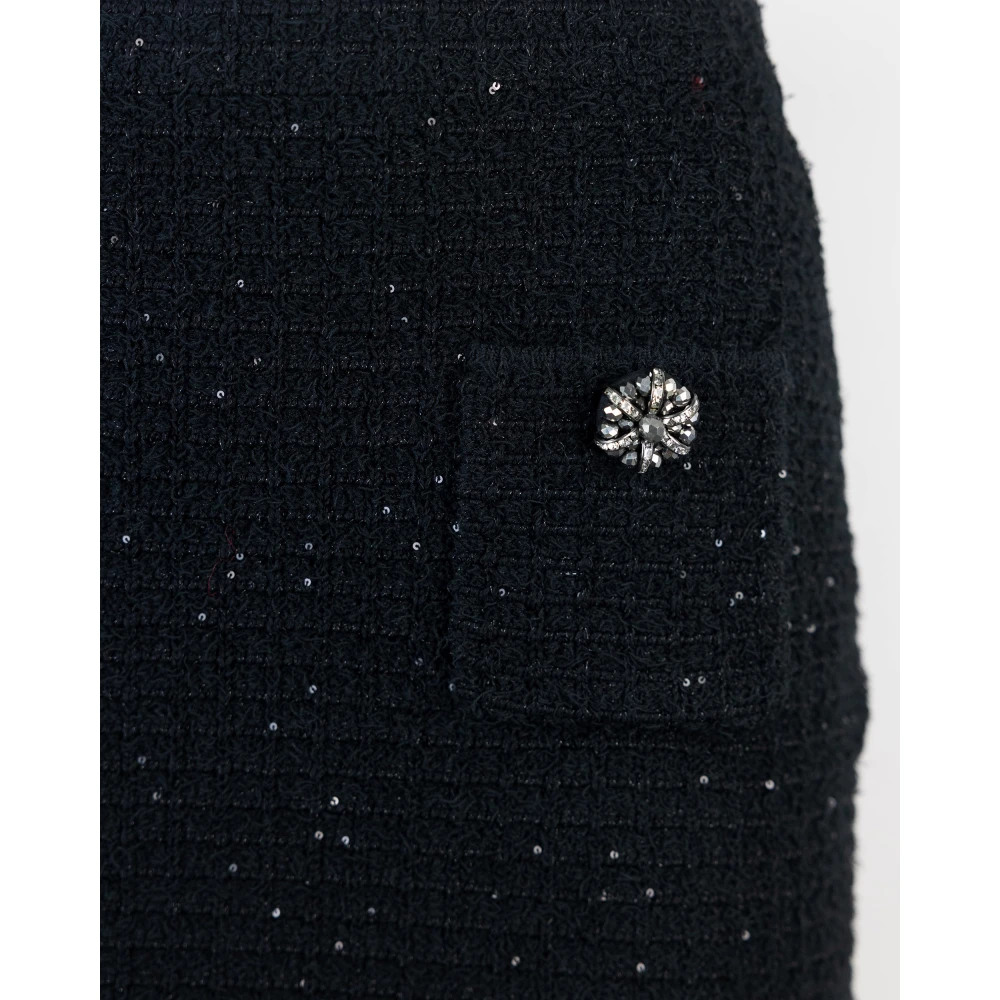 Self Portrait Zwarte gebreide rok met strass Black Dames