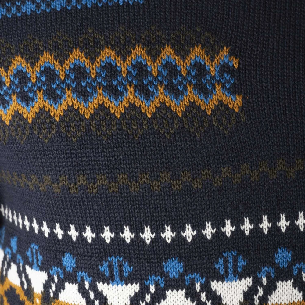 Harmont & Blaine Blauw Multicolor Gevlochten Crewneck Trui Multicolor Heren