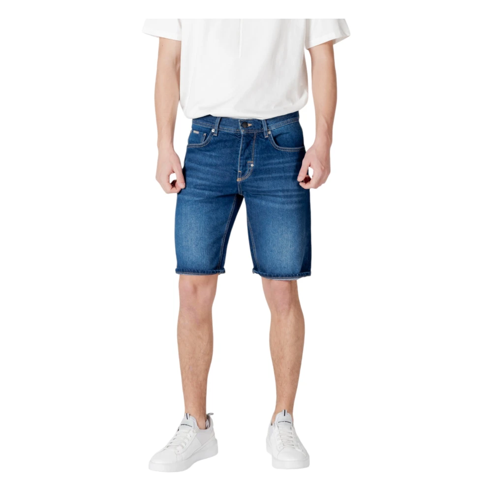 Antony Morato Men's Blue Denim Shorts, W29, Cotton Zip Shorts With Pockets