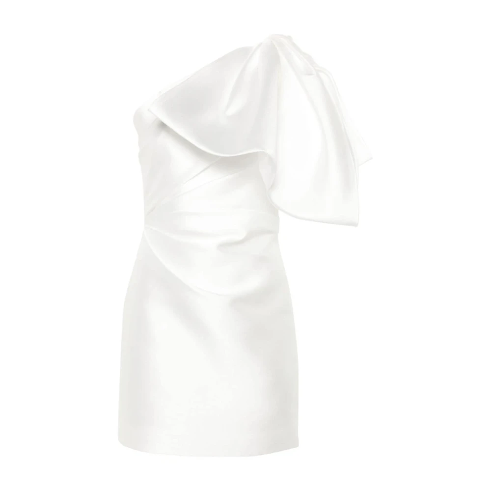 Solace London Witte One-Shoulder Jurk met Oversize Strik White Dames
