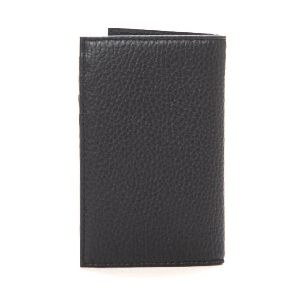 Emporio Armani Hammer Leather Verticale Portemonnee met Kaarthouder Black Heren