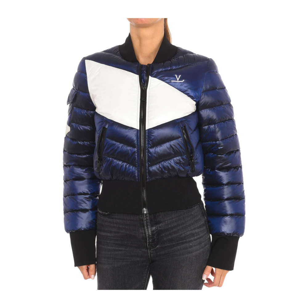 Vuarnet Vrouw Blauw Jassen Dames, Xs, Gewatteerd Jack Met Ronde Hals En Rits