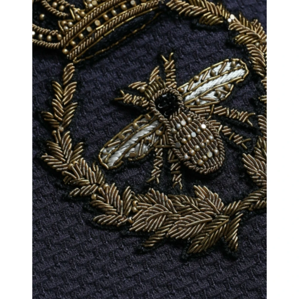 Dolce & Gabbana Navy Crown Bee Double-Breasted Blazer Blue Heren