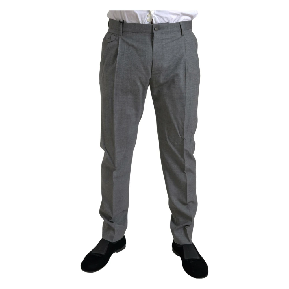 Dolce & Gabbana Men's Gray Elegant Skinny Wool Dress Trousers In Grey - Suit Trousers - M - Trousers