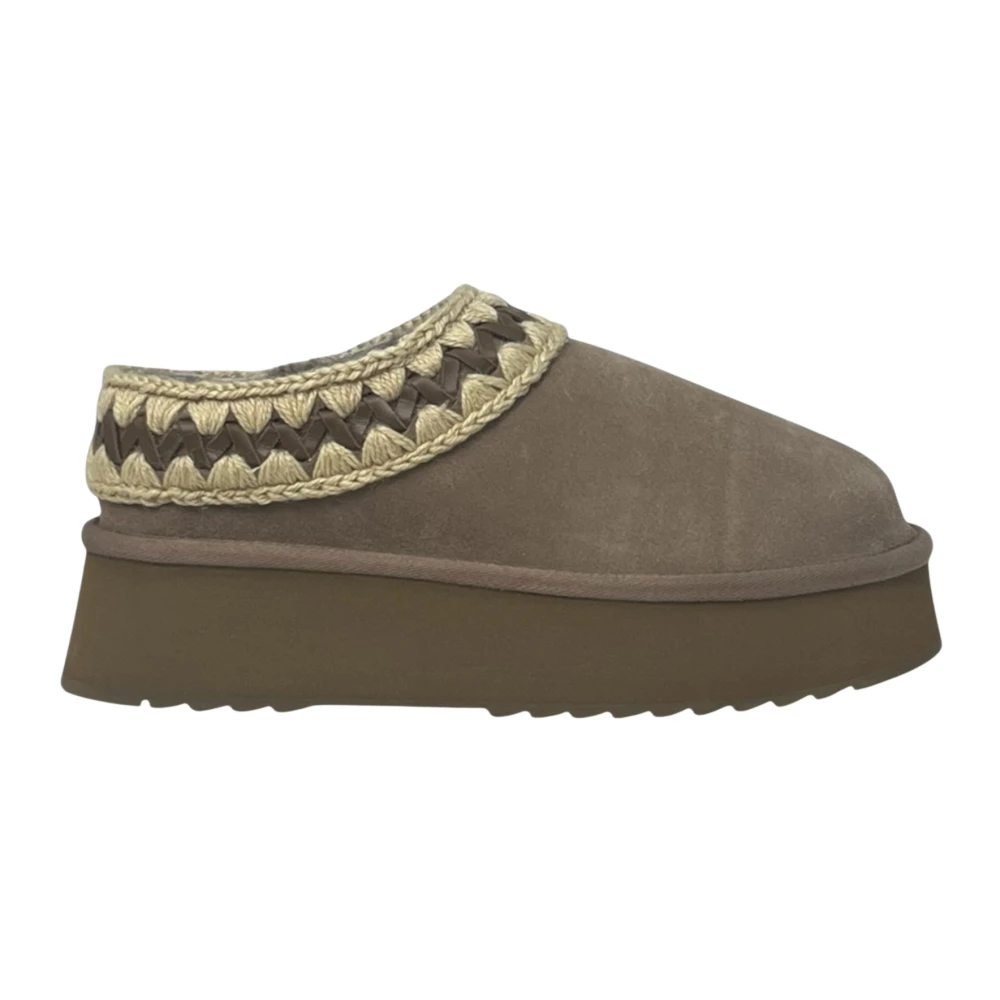 Mou Women's Gray Slippers, 5 Uk, Platform Clog Suede