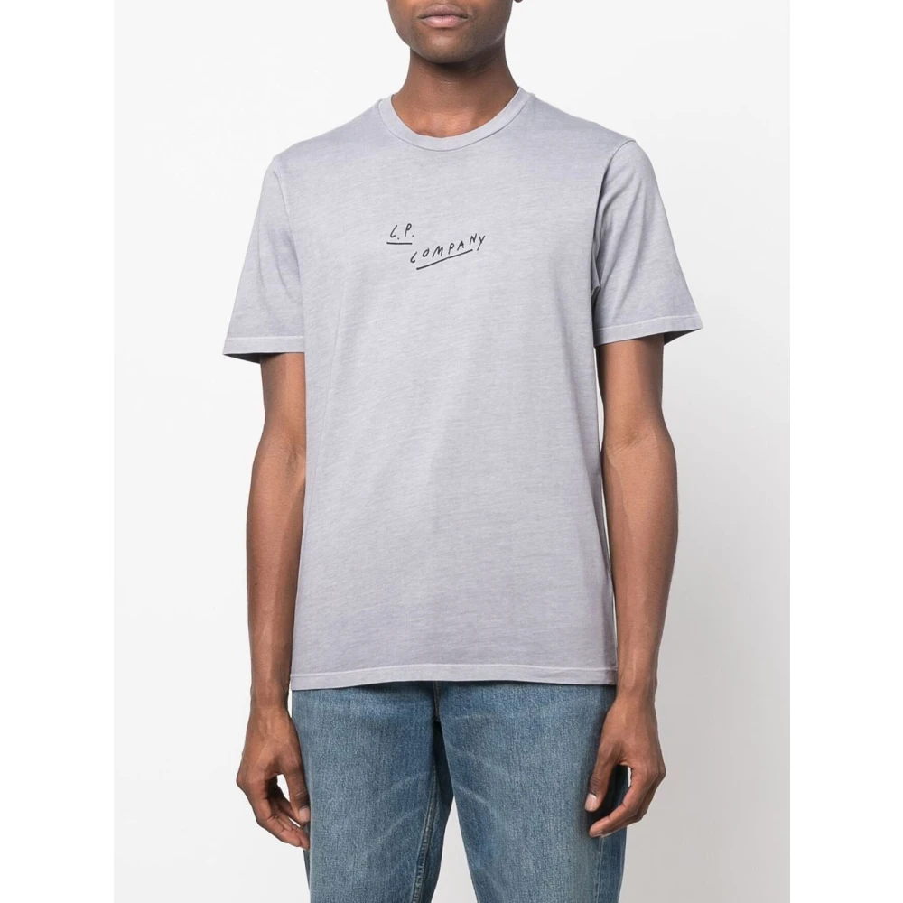 C.P. Company Logo Print T-Shirt Gray Heren