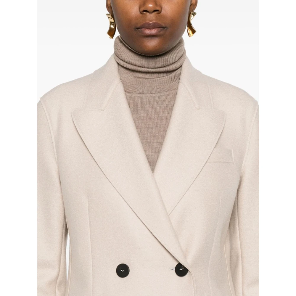 Harris Wharf London Beige Wol Double-Breasted Jas Beige Dames