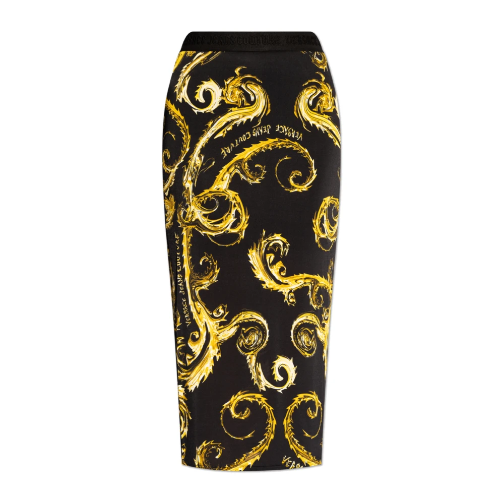 Versace Jeans Couture Barokprint Elastische Taille Enkellange Rok Multicolor Dames