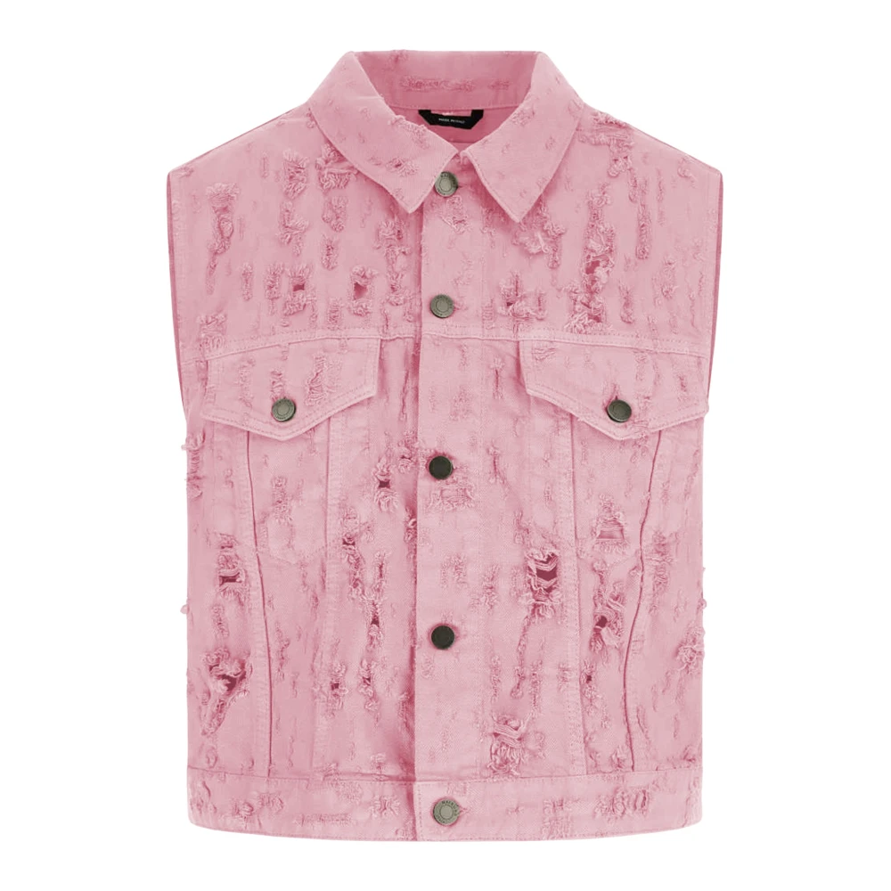 Haikure Kvinno Rosa Jackor Dam, S, Bomull, Cotton Vest Med Fransdetaljer