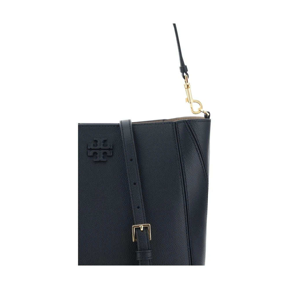 TORY BURCH Leren schoudertas met iconisch logo Black Dames