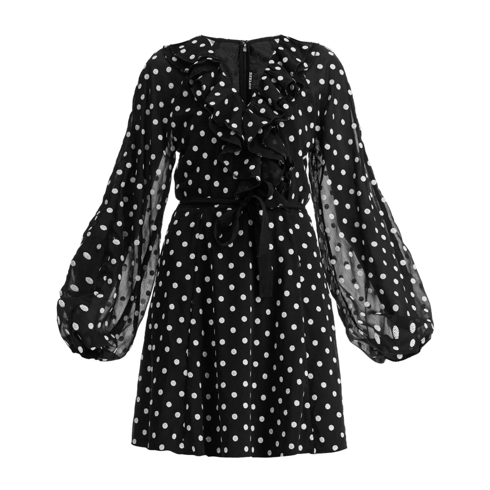 Rotate Birger Christensen Polka Dot Chiffon Mini Jurk Black Dames