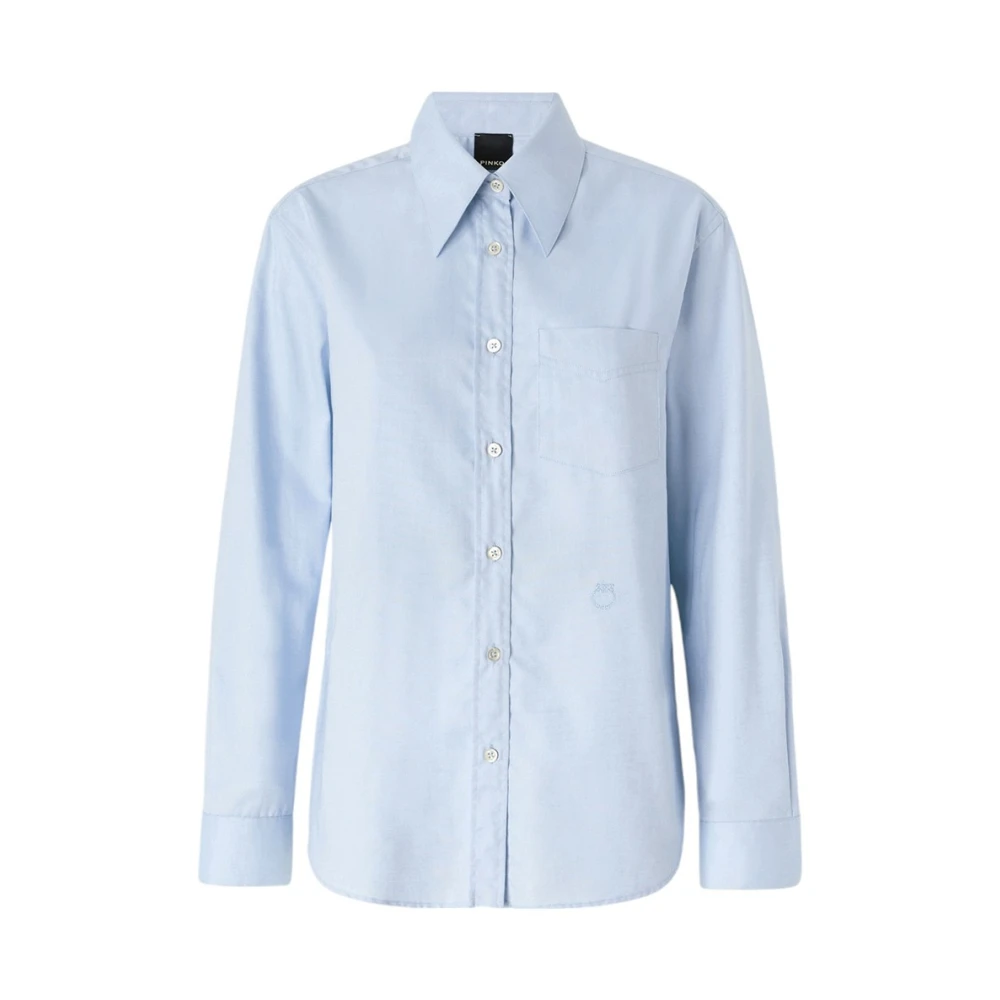 Pinko Blauw Oxford Overhemd Panoramisch Uitzicht Blue Dames