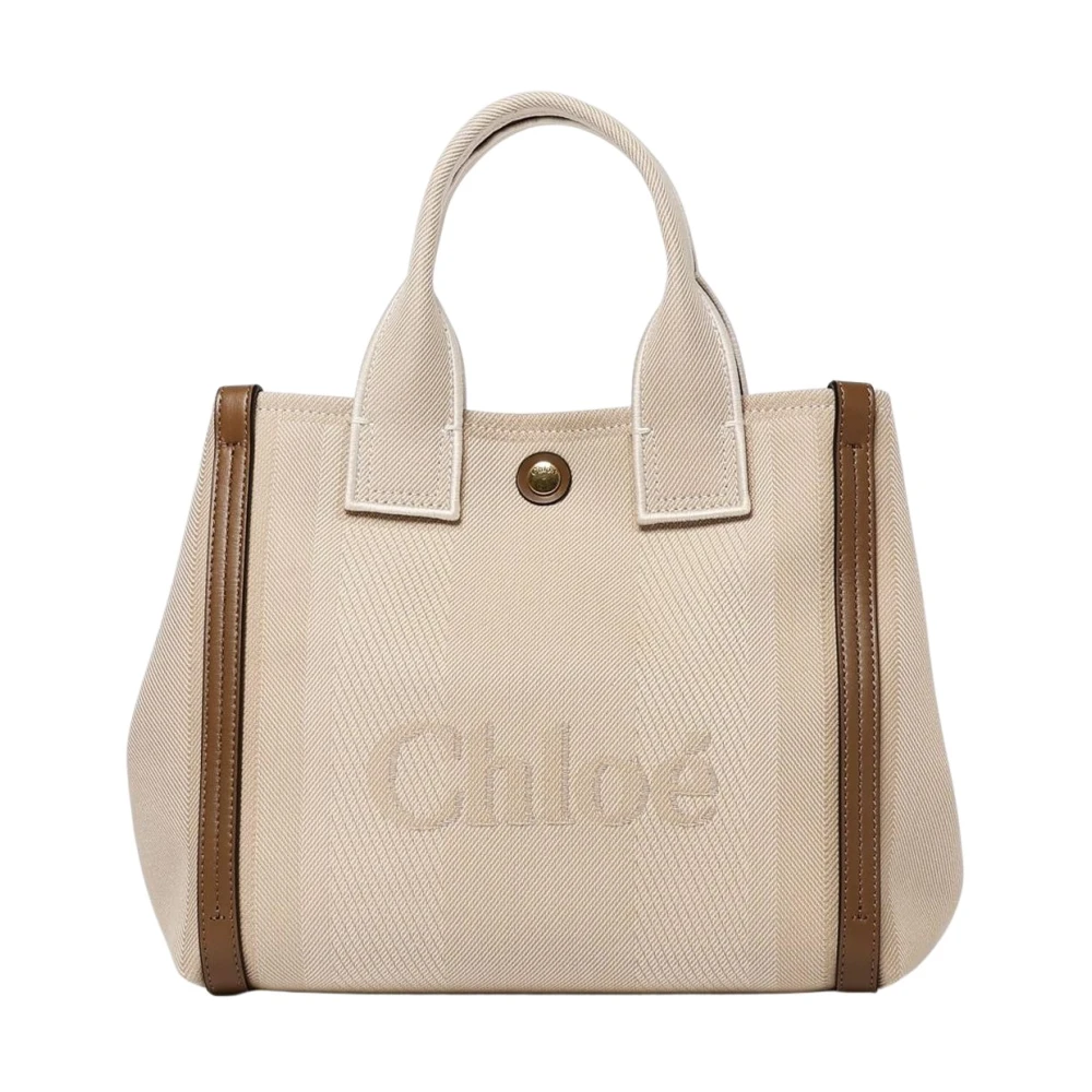 Chloé Women's Beige Shopping Bags, One Size, Canvas Leather Tote Bag