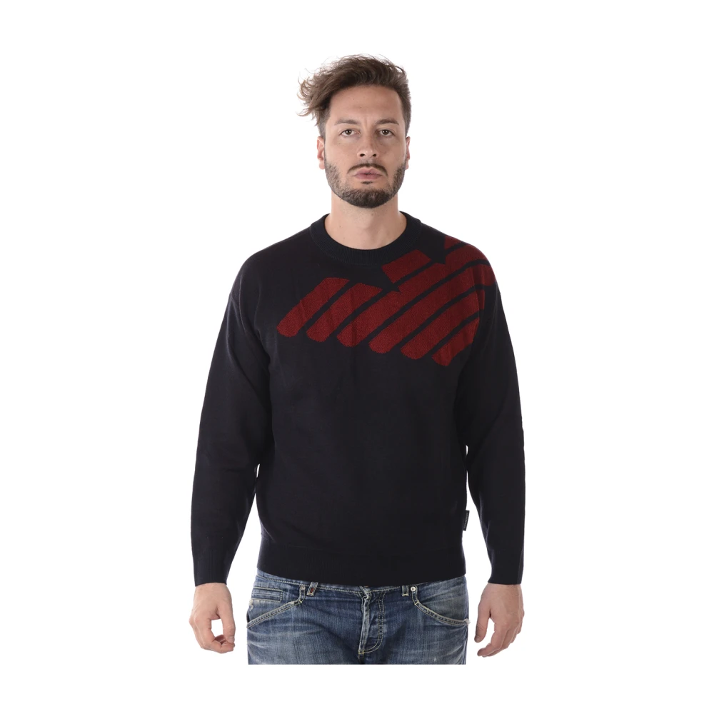 Emporio Armani Mannelijk Blauw Rondgebreide Trui