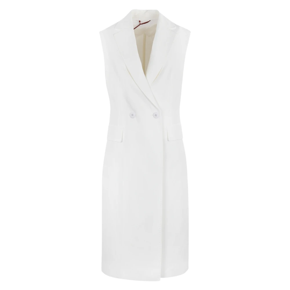 Max Mara Studio Wit Mouwloos Dubbelbreasted Vest White Dames