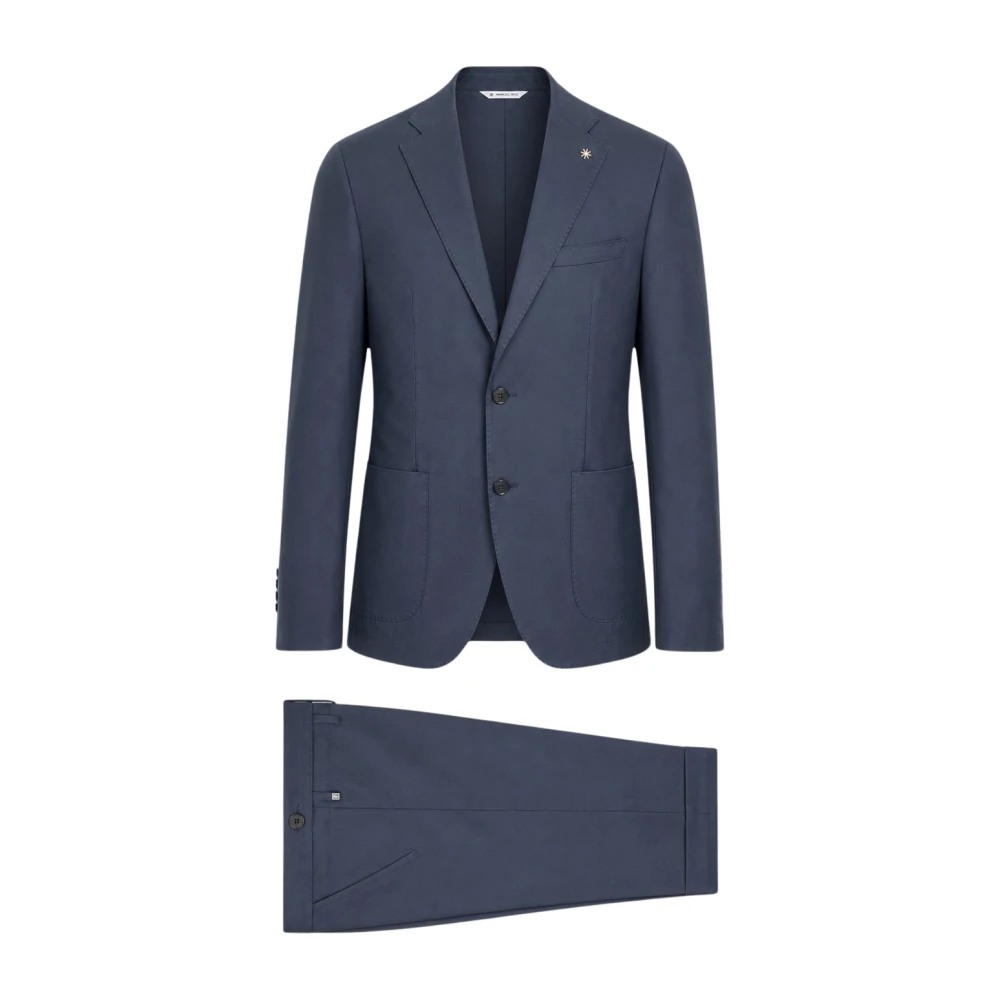 Manuel Ritz Blue Single Breasted Suits, Male, 2XL, Single Breasted Suits