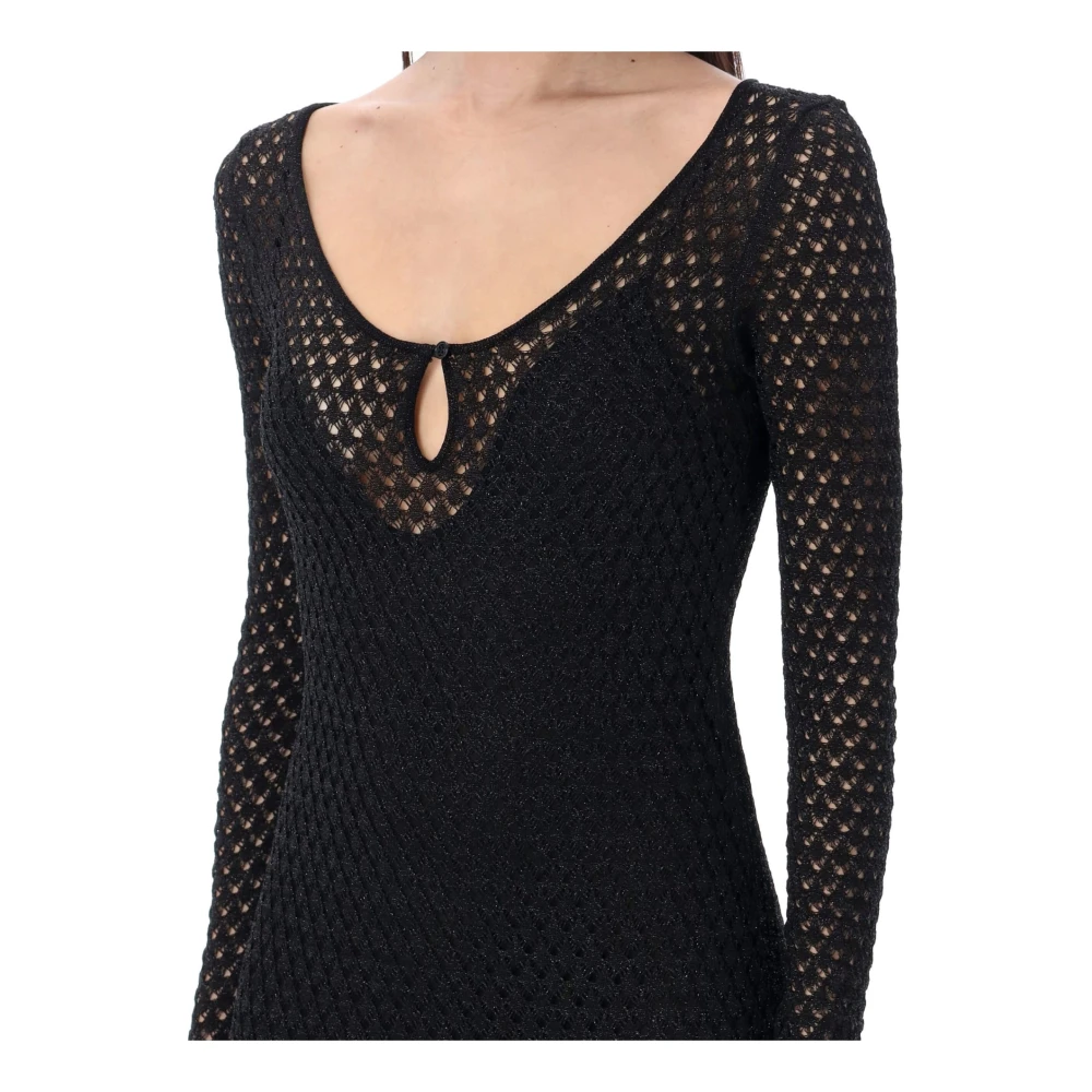 Tom Ford Lurex Crochet Maxi Jurk Black Dames